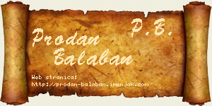 Prodan Balaban vizit kartica